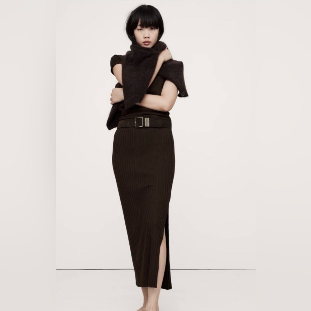 Banana Republic Wide Ribbed Knit Maxi Skirt - Brown